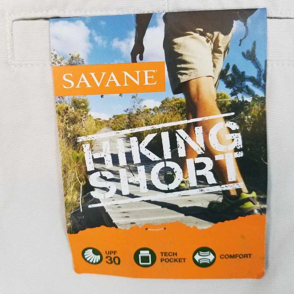 Savane Hiking Shorts Mens 44 Stone Beige Cargo UPF 30 Cotton Comfort Waist New